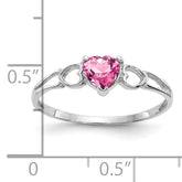 14k White Gold Pink Tourmaline Birthstone Ring